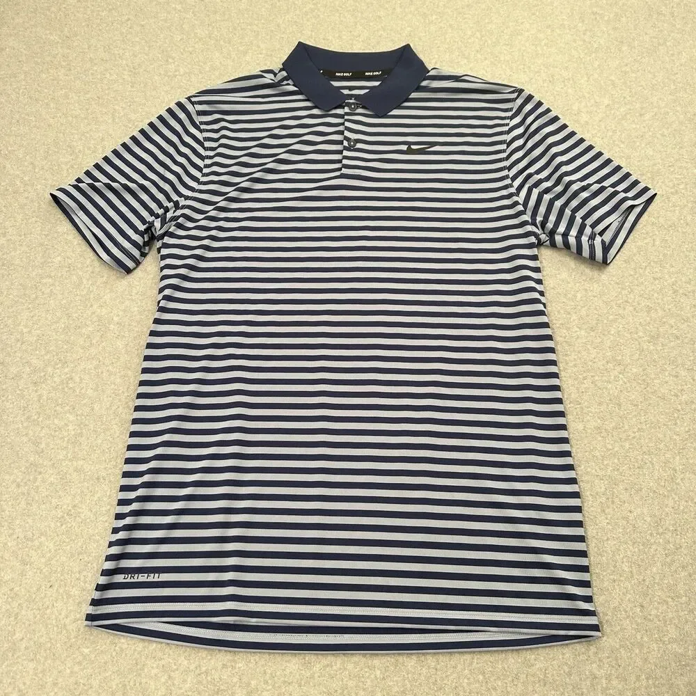 Nike Golf Dri-FIT Victory Polo Men's M Blue Striped Performance 891239-492